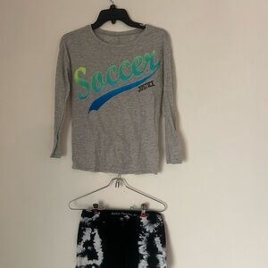 Justice Gray Long Sleeve Soccer Tee & Shorts
